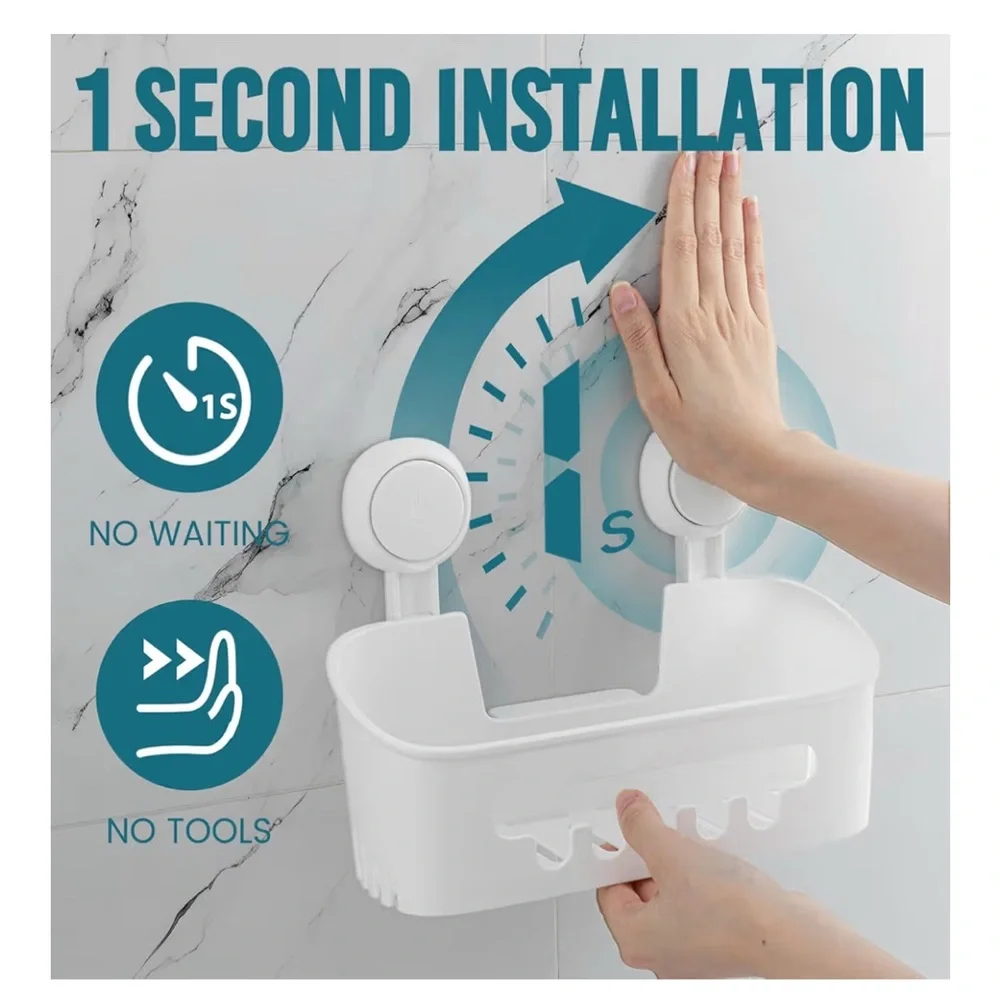 NIB Taili Shower Caddy Heavy Duty 2 Pack Bathroom Organizer Suction Cup Storage